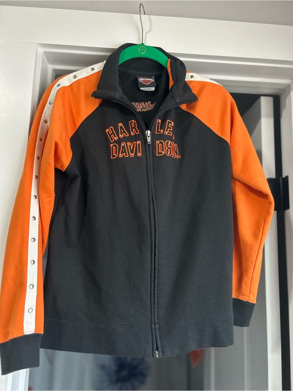 Harley-Davidson Black & Orange Zip Front fleece jacket